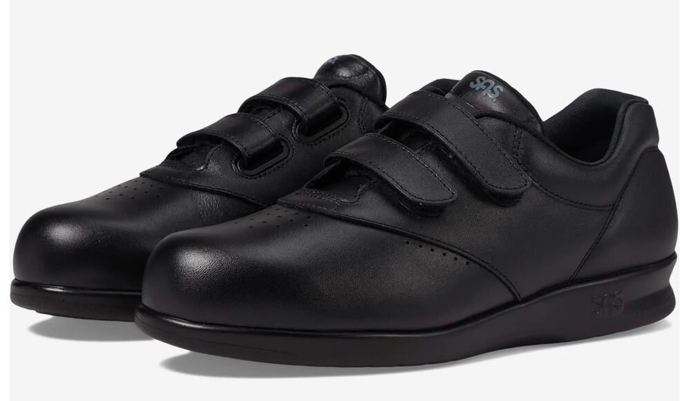 SAS Me Too Adjustable Comfort Shoe | Womens 9.5, Black Velcro Sneaker NEW
